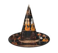 JAYWIS Guitar Bass -Print Full Coverage Halloween Hat Adult - Packable Witch Headwear For Renaissance Fairs, Gothic Parties & Festivals