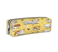 JAYWIS (Hairy Ferret) Print Leather Pencil Case with Zipper Handmade Crossgrain,Compact for School,Office & Travel