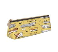 JAYWIS (Hairy Ferret) Print Triangular Leather Pencil Case-Crossgrain Organizer for School, Office & Travel,Premium Zipper Design