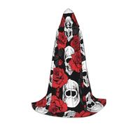 JAYWIS Halloween Skull -Print Youth Hooded Cape - Printed Adjustable Cloak For Teens, Halloween Adventures, Parties & Festive Appare L