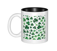 JAYWIS Happy st Patrick's Day -Print Inner Color Ceramic Mugs, Custom Colored Interior for Home Office Cafe, Dishwasher & Microwave Safe Coffee Cups Black