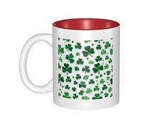 JAYWIS Happy st Patrick's Day -Print Inner Color Ceramic Mugs, Custom Colored Interior for Home Office Cafe, Dishwasher & Microwave Safe Coffee Cups Red