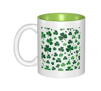 JAYWIS Happy st Patrick's Day -Print Inner Color Ceramic Mugs, Custom Colored Interior for Home Office Cafe, Dishwasher & Microwave Safe Coffee Cups Green