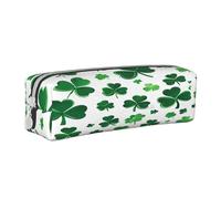 JAYWIS (Happy st Patrick's Day) Print Leather Pencil Case with Zipper Handmade Crossgrain,Compact for School,Office & Travel