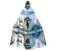 JAYWIS Harp Seal Painting Wallpaper -Print Adult Hooded Halloween Cloak - Printed Full-Length Cape For Festivals, Gothic Events & Costume Parties