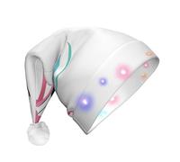JAYWIS Hello Glasses Flamingo -Print Adult Plush Light-Up Christmas Hat Led Effects, Festive Santa Headwear For Parties Gatherings Events.