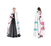 JAYWIS Hello Glasses Flamingo -Print Budget Hooded Cloak For Adults - Adjustable Cape Halloween Costumes, Festivals & Gothic Events