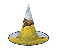 JAYWIS Horses Running Art -Print Full Coverage Halloween Hat Adult - Packable Witch Headwear For Renaissance Fairs, Gothic Parties & Festivals