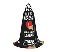 JAYWIS I Love Alpacas -Print Youth Hooded Cape - Printed Adjustable Cloak For Teens, Halloween Adventures, Parties & Festive Appare M