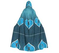 JAYWIS I Love Gymnastics -Print Adult Hooded Halloween Cloak - Printed Full-Length Cape For Festivals, Gothic Events & Costume Parties