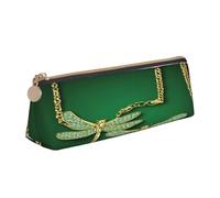 JAYWIS (Jewel Dragonfly) Print Triangular Leather Pencil Case-Crossgrain Organizer for School, Office & Travel,Premium Zipper Design