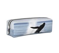 JAYWIS (Killer Whale) Print Leather Pencil Case with Zipper Handmade Crossgrain,Compact for School,Office & Travel