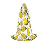 JAYWIS Lemon Fruit Pattern -Print Youth Hooded Cape - Printed Adjustable Cloak For Teens, Halloween Adventures, Parties & Festive Appare L
