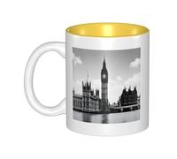 JAYWIS London -Print Inner Color Ceramic Mugs, Custom Colored Interior for Home Office Cafe, Dishwasher & Microwave Safe Coffee Cups Yellow