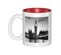 JAYWIS London -Print Inner Color Ceramic Mugs, Custom Colored Interior for Home Office Cafe, Dishwasher & Microwave Safe Coffee Cups Red