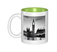 JAYWIS London -Print Inner Color Ceramic Mugs, Custom Colored Interior for Home Office Cafe, Dishwasher & Microwave Safe Coffee Cups Green