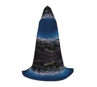 JAYWIS Los Angeles Skyline -Print Youth Hooded Cape - Printed Adjustable Cloak For Teens, Halloween Adventures, Parties & Festive Appare L