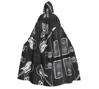JAYWIS Love Rock -Print Adult Hooded Halloween Cloak - Printed Full-Length Cape For Festivals, Gothic Events & Costume Parties