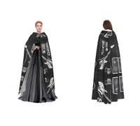 JAYWIS Love Rock -Print Budget Hooded Cloak For Adults - Adjustable Cape Halloween Costumes, Festivals & Gothic Events
