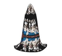 JAYWIS Lovely husky -Print Youth Hooded Cape - Printed Adjustable Cloak For Teens, Halloween Adventures, Parties & Festive Appare L