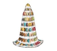 JAYWIS Macaron Biscuit Flavored Pastries -Print Youth Hooded Cape - Printed Adjustable Cloak For Teens, Halloween Adventures, Parties & Festive Appare M