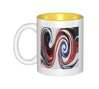 JAYWIS Marble Mixed Brown -Print Inner Color Ceramic Mugs, Custom Colored Interior for Home Office Cafe, Dishwasher & Microwave Safe Coffee Cups Yellow