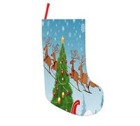 JAYWIS Merry Christmas Print -Print 18 Inch Patchwork Christmas Stockings - Large Holiday Decor With Hanging Loop For Festive Home Gift Giving.