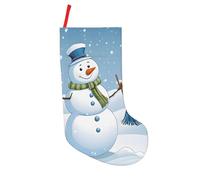 JAYWIS Merry Christmas Snowmen -Print 18 Inch Patchwork Christmas Stockings - Large Holiday Decor With Hanging Loop For Festive Home Gift Giving.
