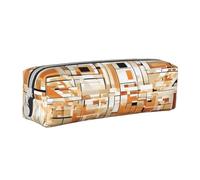 JAYWIS (Mid Century Modern) Print Leather Pencil Case with Zipper Handmade Crossgrain,Compact for School,Office & Travel