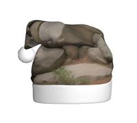 JAYWIS Mountain Leopard Cats -Print Adult Plush Christmas Hat Santa Style Pom-Pom, Warm Soft Holiday Headwear For Parties Christmas Celebration.