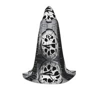 JAYWIS Music Clefs -Print Youth Hooded Cape - Printed Adjustable Cloak For Teens, Halloween Adventures, Parties & Festive Appare L