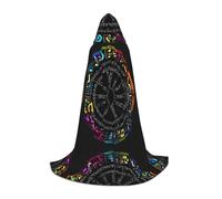 JAYWIS Music Notes -Print Youth Hooded Cape - Printed Adjustable Cloak For Teens, Halloween Adventures, Parties & Festive Appare L