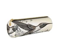 JAYWIS (Music Symbol) Print Leather Pencil Case with Zipper Crossgrain Design, Compact Cylinder Organizer for School,Office & Travel
