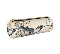 JAYWIS (Music Symbol) Print Leather Pencil Case with Zipper Crossgrain Design, Compact Cylinder Organizer for School,Office & Travel