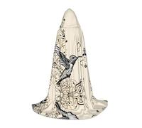 JAYWIS Music Symbol -Print Youth Hooded Cape - Printed Adjustable Cloak For Teens, Halloween Adventures, Parties & Festive Appare S