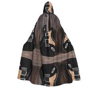 JAYWIS Musical Guitar -Print Adult Hooded Halloween Cloak - Printed Full-Length Cape For Festivals, Gothic Events & Costume Parties