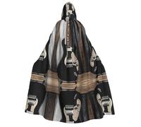 JAYWIS Musical Guitar -Print Adult Hooded Halloween Cloak - Printed Full-Length Cape For Festivals, Gothic Events & Costume Parties