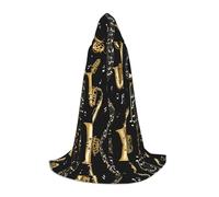 JAYWIS Musical Notes Treble -Print Youth Hooded Cape - Printed Adjustable Cloak For Teens, Halloween Adventures, Parties & Festive Appare L