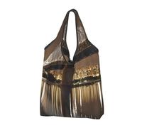 JAYWIS New York Manhattan Bridge Night -Print Shopping Bags Reusable - Compact Eco-Friendly Tote For Groceries & Travel, Long-Lasting, Holds 35lbs.