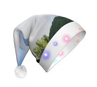JAYWIS Niagara Falls -Print Adult Plush Light-Up Christmas Hat Led Effects, Festive Santa Headwear For Parties Gatherings Events.