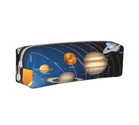 JAYWIS (Outer Space Solar System) Print Leather Pencil Case with Zipper Handmade Crossgrain,Compact for School,Office & Travel
