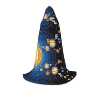 JAYWIS Outer Space Solar System -Print Youth Hooded Cape - Printed Adjustable Cloak For Teens, Halloween Adventures, Parties & Festive Appare L