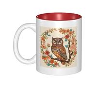 JAYWIS Owl Beliefs -Print Inner Color Ceramic Mugs, Custom Colored Interior for Home Office Cafe, Dishwasher & Microwave Safe Coffee Cups Red