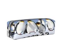JAYWIS (Penguin) Print Leather Pencil Case with Zipper Handmade Crossgrain,Compact for School,Office & Travel