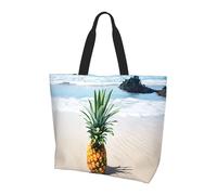 JAYWIS Pineapple by The Sea -Print Spacious Women's Shoulder Bag - Lightweight Water-Repellent Tote For Shopping & Commute, Roomy Main Compartment, Carry As Purse