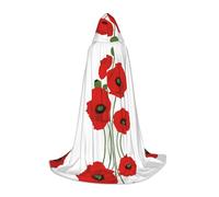 JAYWIS poppy flowers -Print Youth Hooded Cape - Printed Adjustable Cloak For Teens, Halloween Adventures, Parties & Festive Appare L