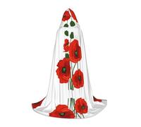 JAYWIS poppy flowers -Print Youth Hooded Cape - Printed Adjustable Cloak For Teens, Halloween Adventures, Parties & Festive Appare M