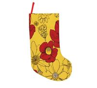 JAYWIS pretty poppy flowers -Print 18 Inch Patchwork Christmas Stockings - Large Holiday Decor With Hanging Loop For Festive Home Gift Giving.