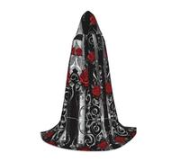 JAYWIS pretty roses -Print Youth Hooded Cape - Printed Adjustable Cloak For Teens, Halloween Adventures, Parties & Festive Appare M