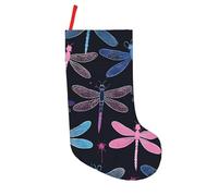 JAYWIS purple dragonfly -Print 18 Inch Patchwork Christmas Stockings - Large Holiday Decor With Hanging Loop For Festive Home Gift Giving.